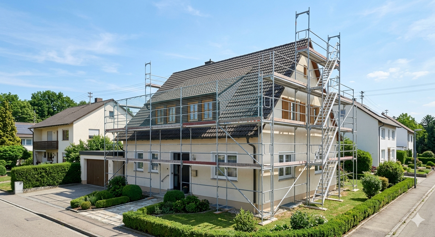 Gerüst mieten Böblingen – Fassadengerüst an einem Wohnhaus