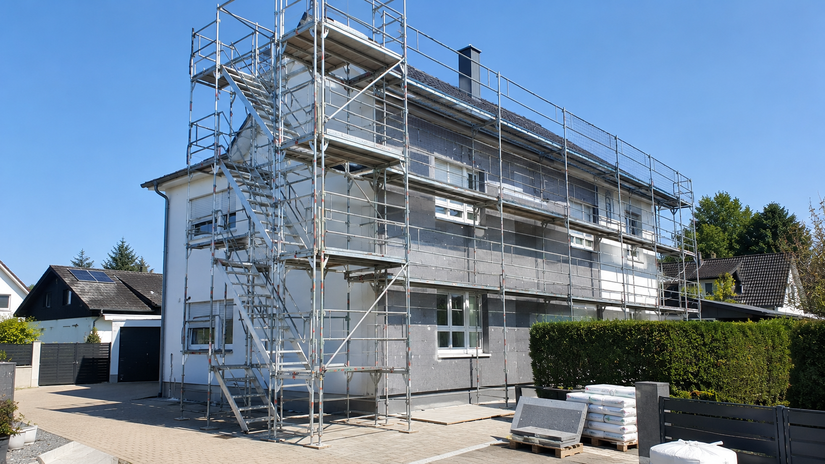 Treppenturm an einem Gerüst in Böblingen